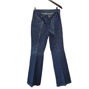Vintage 70s Wide Bell Bottom Blue Denim‎ Hippie Jeans 11/12 MAVERICK